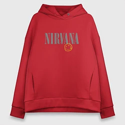 Толстовка оверсайз женская Nirvana logo smile, цвет: красный