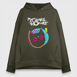 Толстовка оверсайз женская My Chemical Romance rock star cat, цвет: хаки