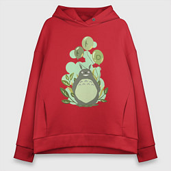 Толстовка оверсайз женская Green Totoro, цвет: красный