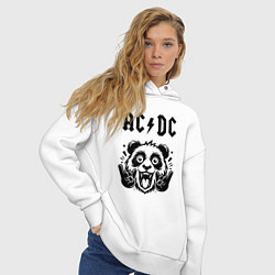 Толстовка оверсайз женская AC DC - rock panda, цвет: белый — фото 2