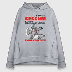 Толстовка оверсайз женская И настала сессия - руби хвосты, цвет: меланж