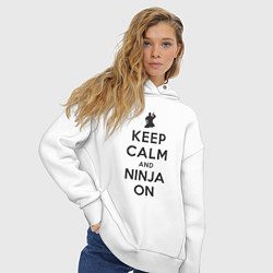 Толстовка оверсайз женская Keep calm and ninja on, цвет: белый — фото 2