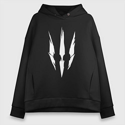 Толстовка оверсайз женская Белый логотип дикой охоты из игры Ведьмак 3, цвет: черный