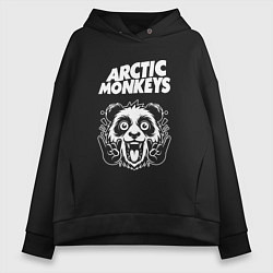 Толстовка оверсайз женская Arctic Monkeys rock panda, цвет: черный