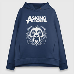 Толстовка оверсайз женская Asking Alexandria rock panda, цвет: тёмно-синий