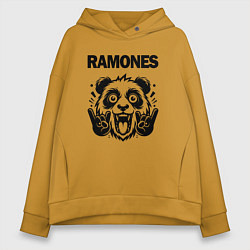 Толстовка оверсайз женская Ramones - rock panda, цвет: горчичный