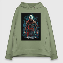 Толстовка оверсайз женская Assassins creed старый стиль, цвет: авокадо