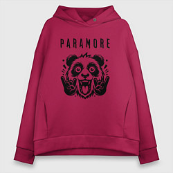 Толстовка оверсайз женская Paramore - rock panda, цвет: маджента