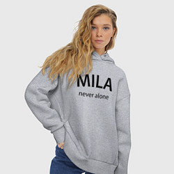 Толстовка оверсайз женская Mila never alone - motto, цвет: меланж — фото 2