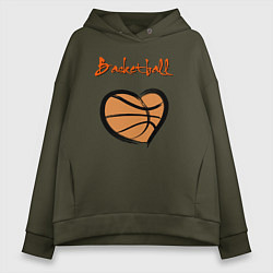 Толстовка оверсайз женская Basket lover, цвет: хаки