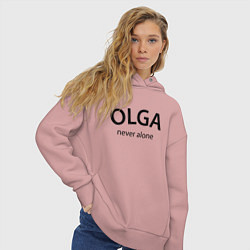 Толстовка оверсайз женская Olga never alone - motto, цвет: пыльно-розовый — фото 2