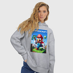 Толстовка оверсайз женская Minecraft and Mario - ai art collaboration, цвет: меланж — фото 2