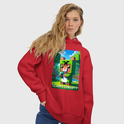 Толстовка оверсайз женская Capybara and Minecraft collaboration - ai art, цвет: красный — фото 2