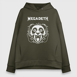 Толстовка оверсайз женская Megadeth rock panda, цвет: хаки
