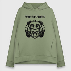 Толстовка оверсайз женская Foo Fighters - rock panda, цвет: авокадо