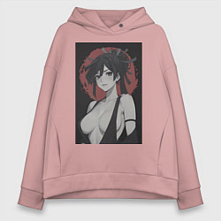 Толстовка оверсайз женская Адский рай - секси Юдзуриха, цвет: пыльно-розовый