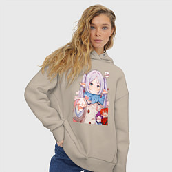 Толстовка оверсайз женская Sousou no Frieren: Heart, цвет: миндальный — фото 2