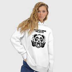 Толстовка оверсайз женская Twenty One Pilots - rock panda, цвет: белый — фото 2