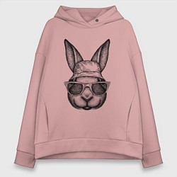 Толстовка оверсайз женская Зайка-хипстер, цвет: пыльно-розовый