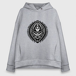 Толстовка оверсайз женская Черная метка пирата, цвет: меланж