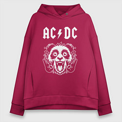 Толстовка оверсайз женская AC DC rock panda, цвет: маджента