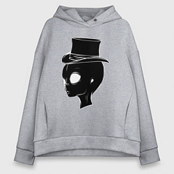 Толстовка оверсайз женская Пришелец в цилиндре, цвет: меланж