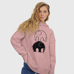 Толстовка оверсайз женская Cute elephants, цвет: пыльно-розовый — фото 2