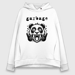 Толстовка оверсайз женская Garbage - rock panda, цвет: белый