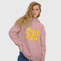 Толстовка оверсайз женская Proud to be a freak, цвет: пыльно-розовый — фото 2