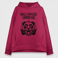 Толстовка оверсайз женская Hollywood Undead - rock panda, цвет: маджента