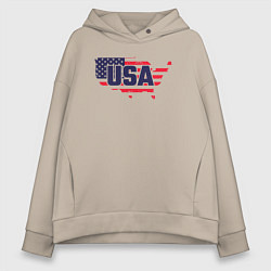 Толстовка оверсайз женская Map USA, цвет: миндальный