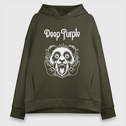 Толстовка оверсайз женская Deep Purple rock panda, цвет: хаки