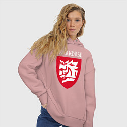 Толстовка оверсайз женская Warhorse logo, цвет: пыльно-розовый — фото 2