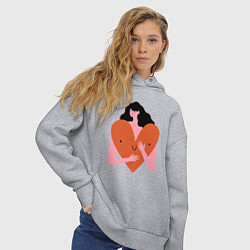 Толстовка оверсайз женская Heart girl, цвет: меланж — фото 2