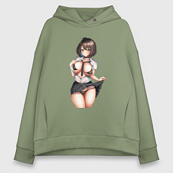 Толстовка оверсайз женская Ахегао секси герл, цвет: авокадо