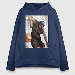 Толстовка оверсайз женская Баскетбол Куроко Дайки Аоминэ, цвет: тёмно-синий