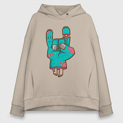 Толстовка оверсайз женская Рок зомби, цвет: миндальный