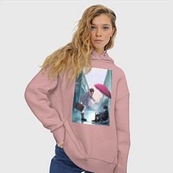 Толстовка оверсайз женская Хиёри Ики Ято, цвет: пыльно-розовый — фото 2