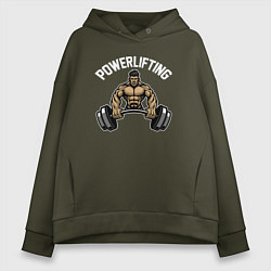 Толстовка оверсайз женская Powerlifting gym, цвет: хаки