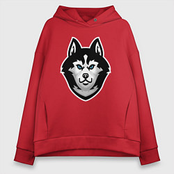 Толстовка оверсайз женская Волчонок, цвет: красный