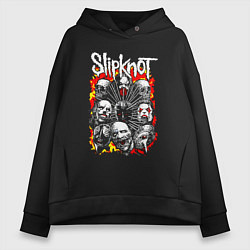 Толстовка оверсайз женская Slipknot rock band, цвет: черный