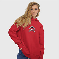 Толстовка оверсайз женская Citroen лого авто, цвет: красный — фото 2