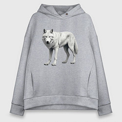 Толстовка оверсайз женская Белый волк альфа, цвет: меланж