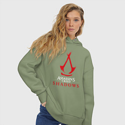 Толстовка оверсайз женская Assassins creed shadows logo, цвет: авокадо — фото 2