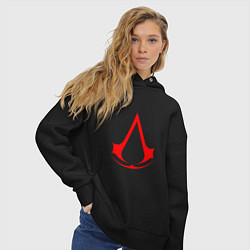 Толстовка оверсайз женская Red logo of assassins, цвет: черный — фото 2