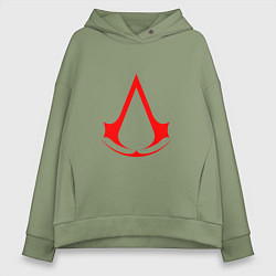 Толстовка оверсайз женская Red logo of assassins, цвет: авокадо