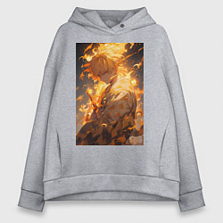 Толстовка оверсайз женская Клинок, рассекающий демонов Дзэнъицу Агацума, цвет: меланж