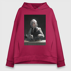 Толстовка оверсайз женская Человек-бензопила Кига Демон Голода, цвет: маджента