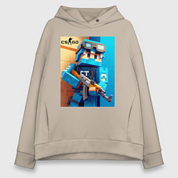 Толстовка оверсайз женская Counter Strike and Minecraft - collaboration, цвет: миндальный