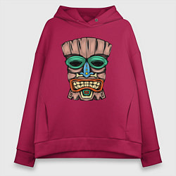 Толстовка оверсайз женская Tiki face, цвет: маджента